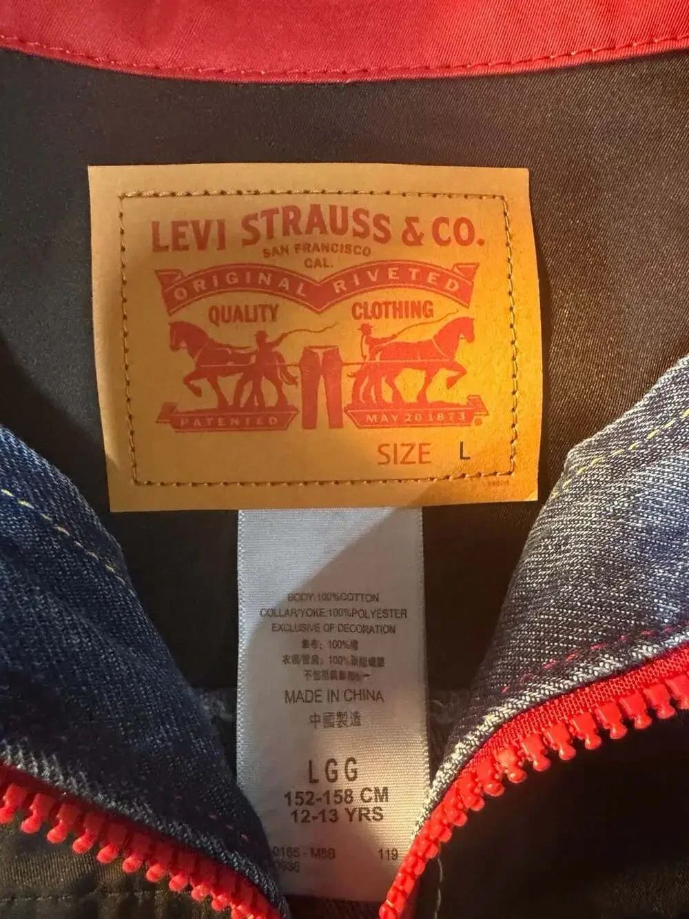 Levi's Youth Zip-Up Mixed Media Denim Trucker Jacket with Nylon Yoke